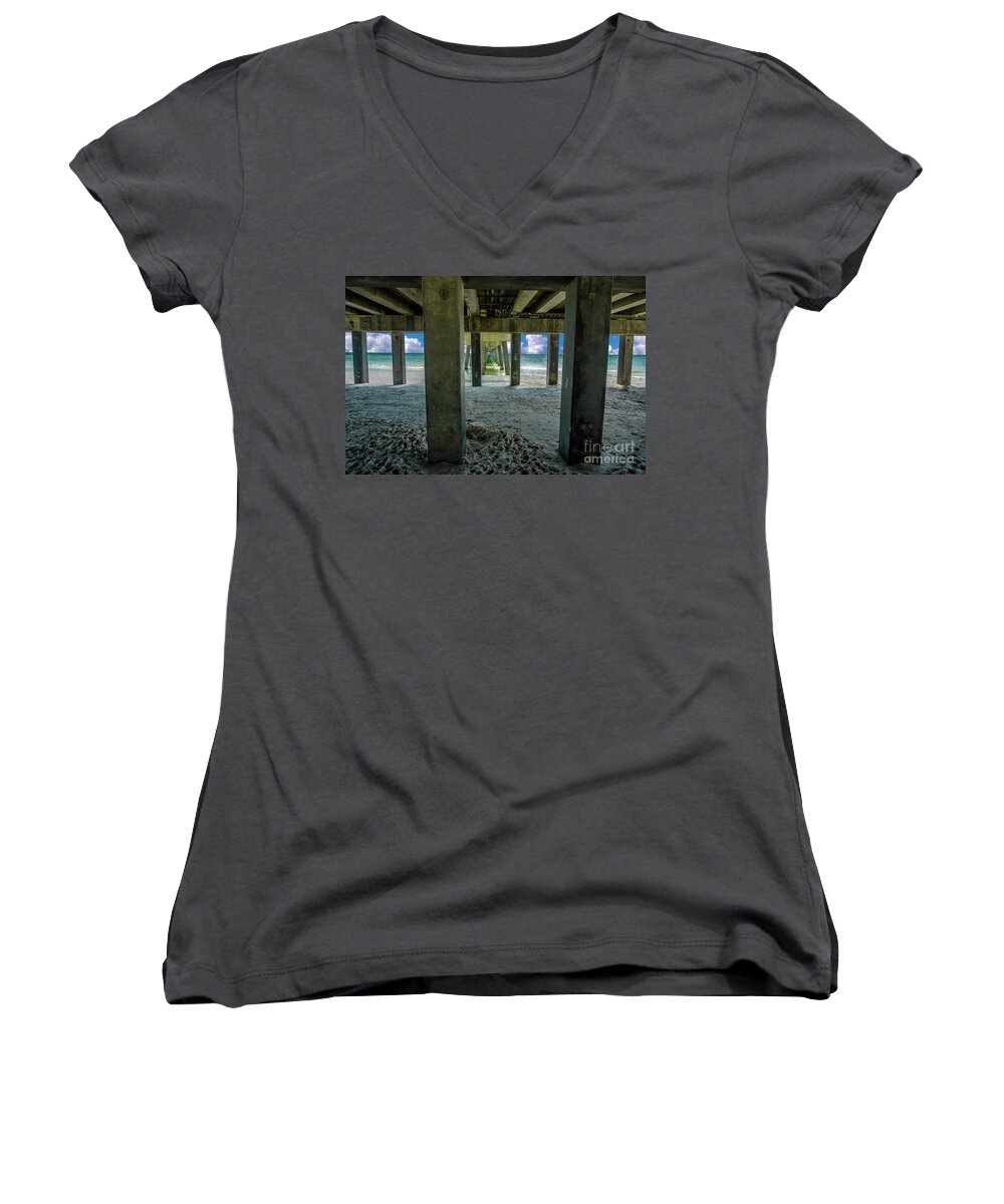 Al Women's V-Neck featuring the photograph Gulf Shores Park and Pier AL 1649b by Ricardos Creations