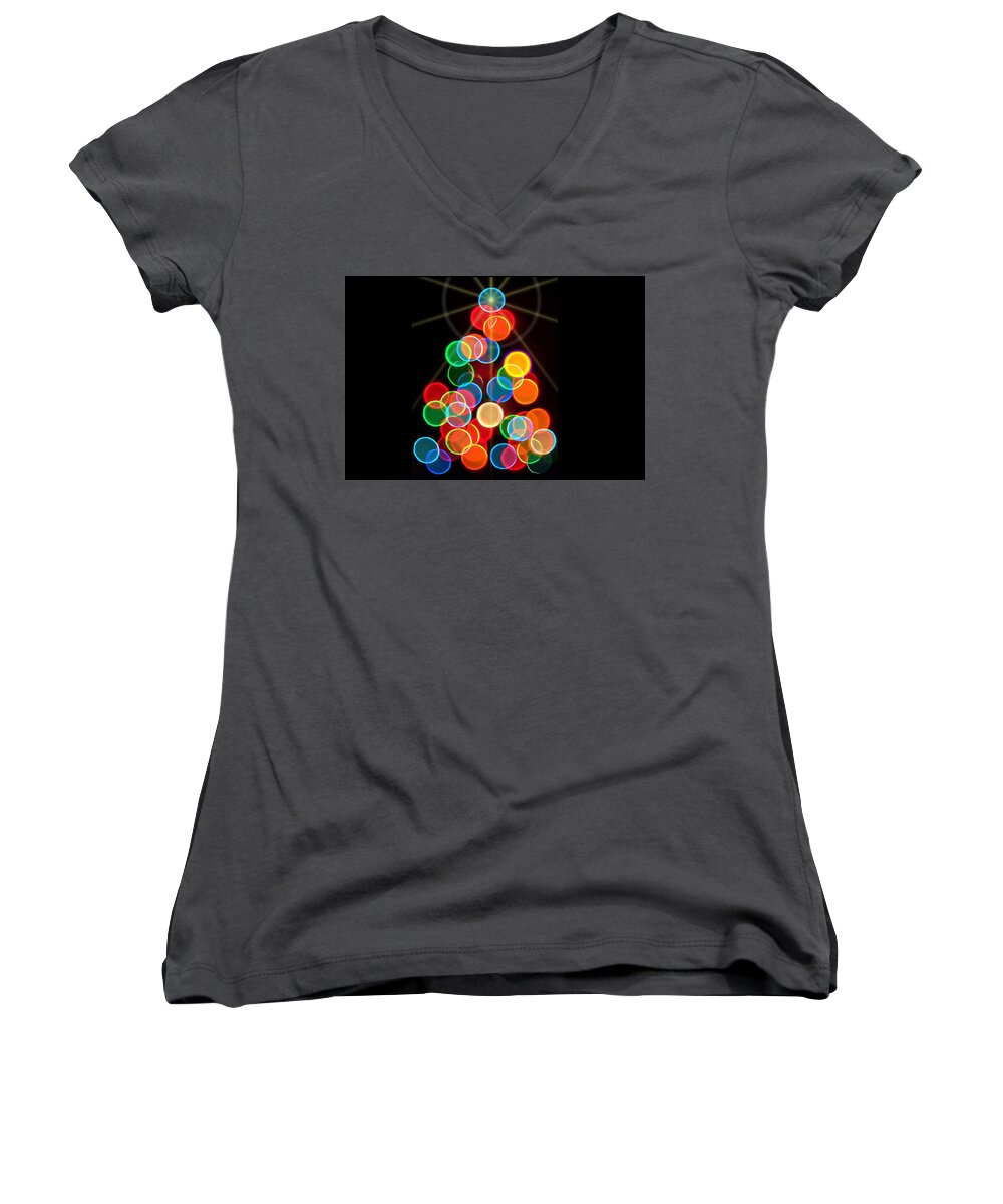 Holiday Women's V-Neck featuring the digital art Happy Holidays - 2015-R by Ludwig Keck