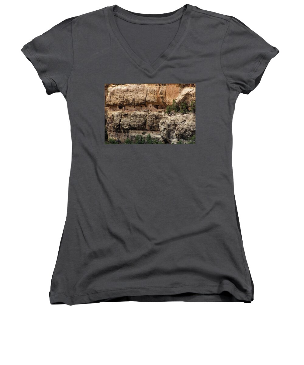 Mesa Women's V-Neck featuring the photograph House of Many Windows by Elaine Webster
