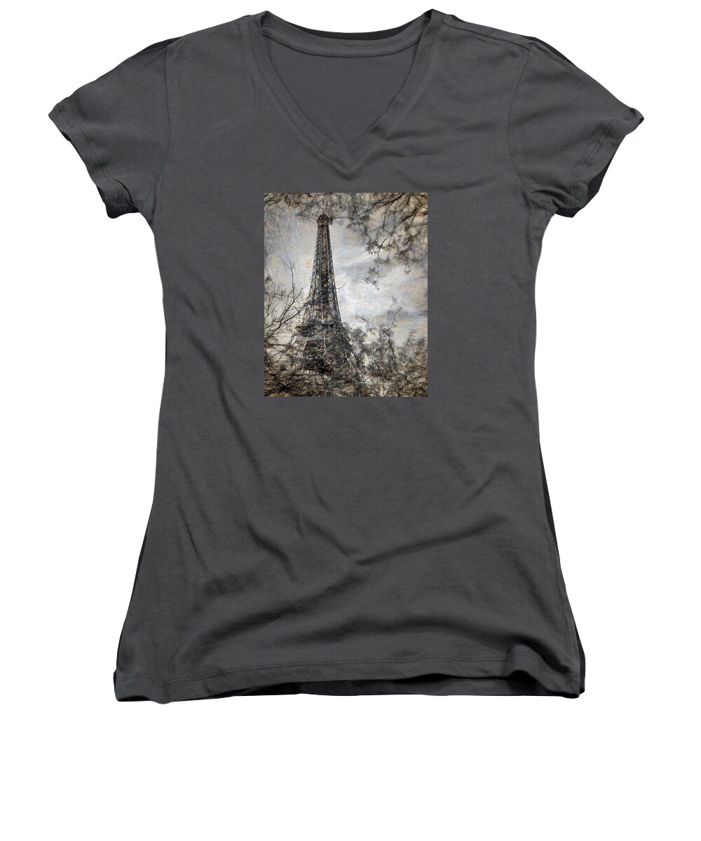 Eiffel Women's V-Neck featuring the photograph Iconic by Jim Hill