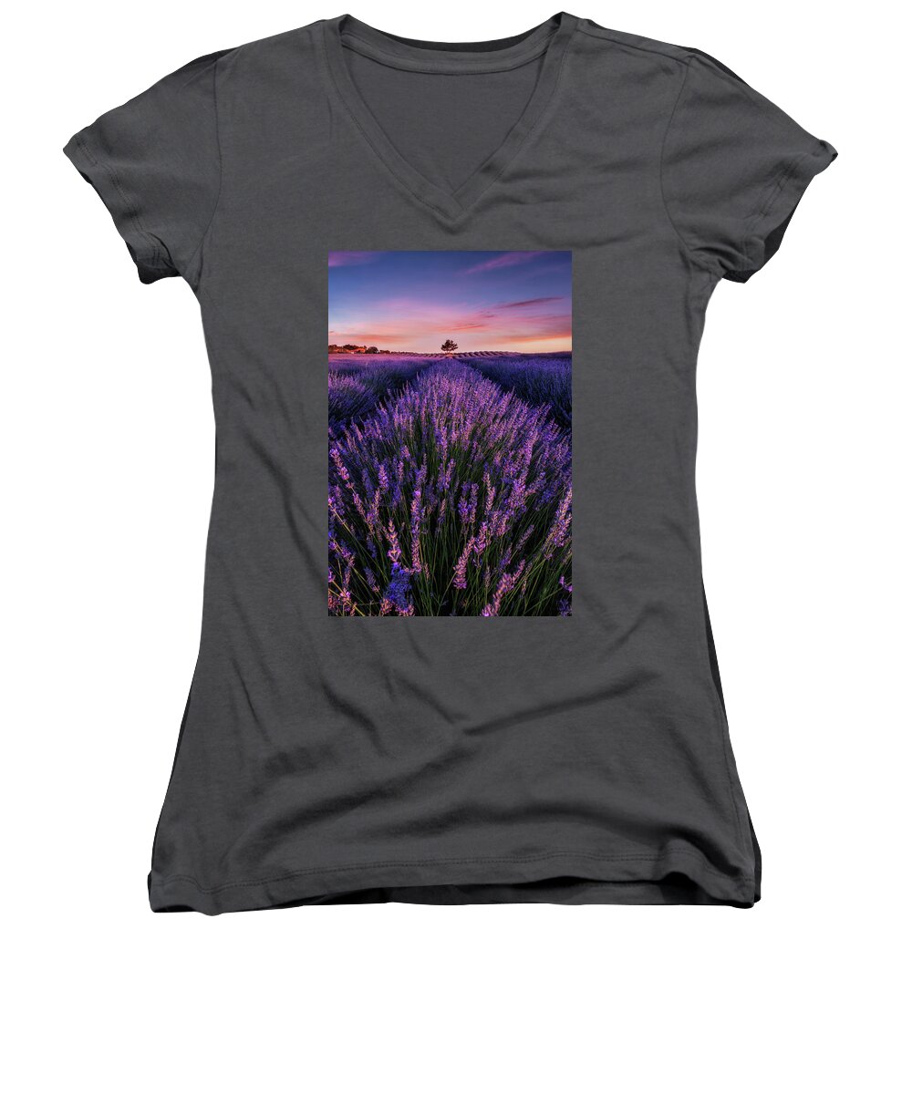 Landscape Women's V-Neck featuring the photograph In to the dream by Jorge Maia