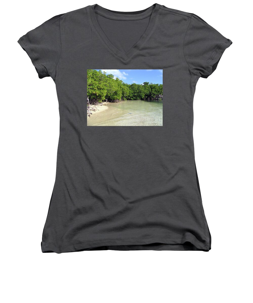St. Thomas Inlet Women's V-Neck featuring the photograph St. Thomas Inlet by Barbra Telfer