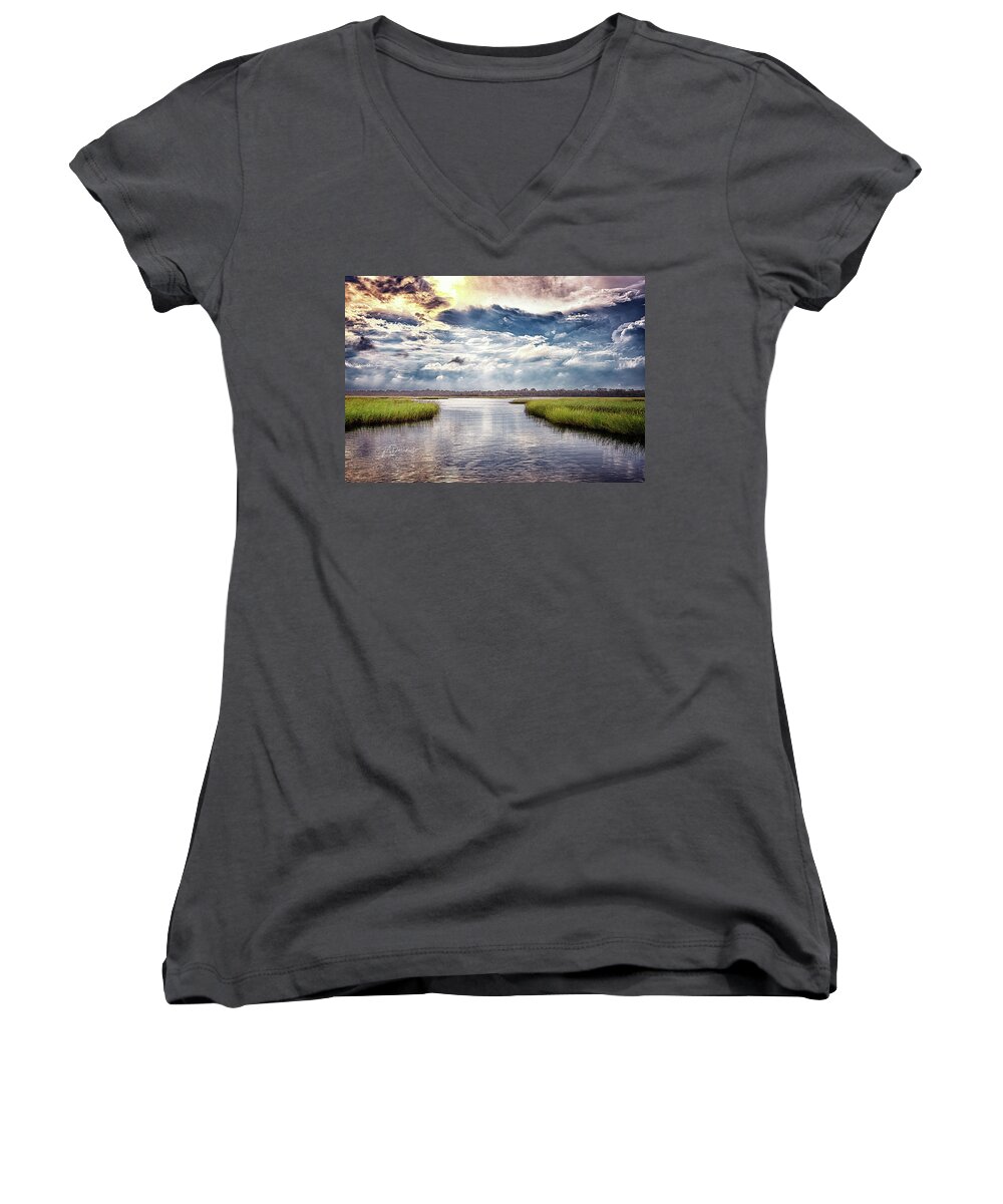Water Women's V-Neck featuring the photograph Intracoastal Storm by Joseph Desiderio