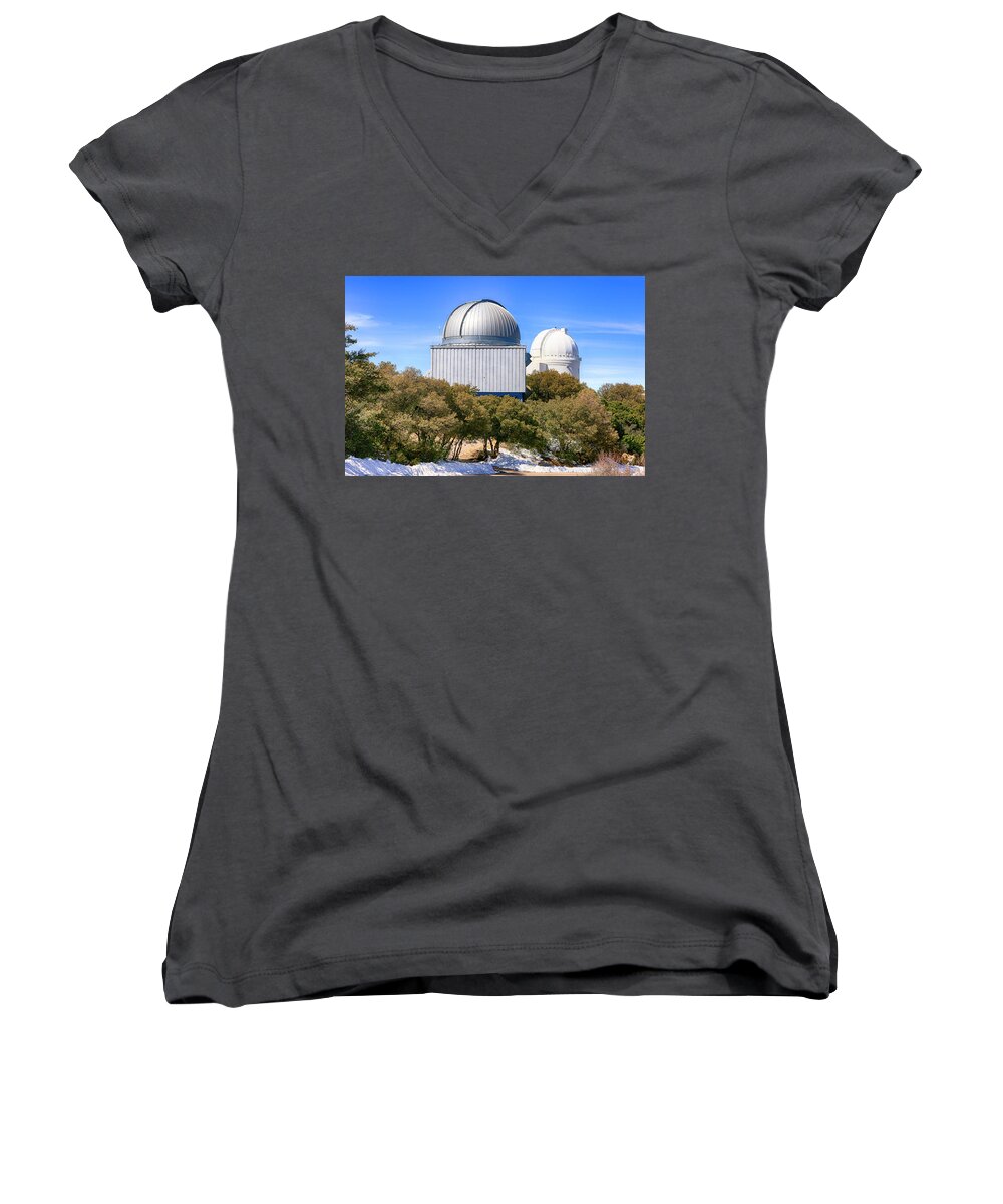 Observatory Women's V-Neck featuring the photograph Kitt Peak Observatory AZ by Chris Smith