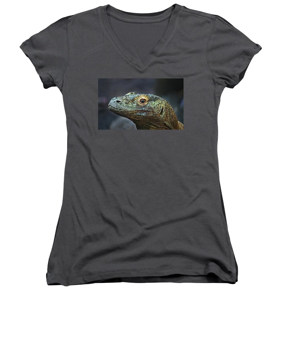 Reptile Women's V-Neck featuring the photograph Komodo Dragon by Steve DaPonte