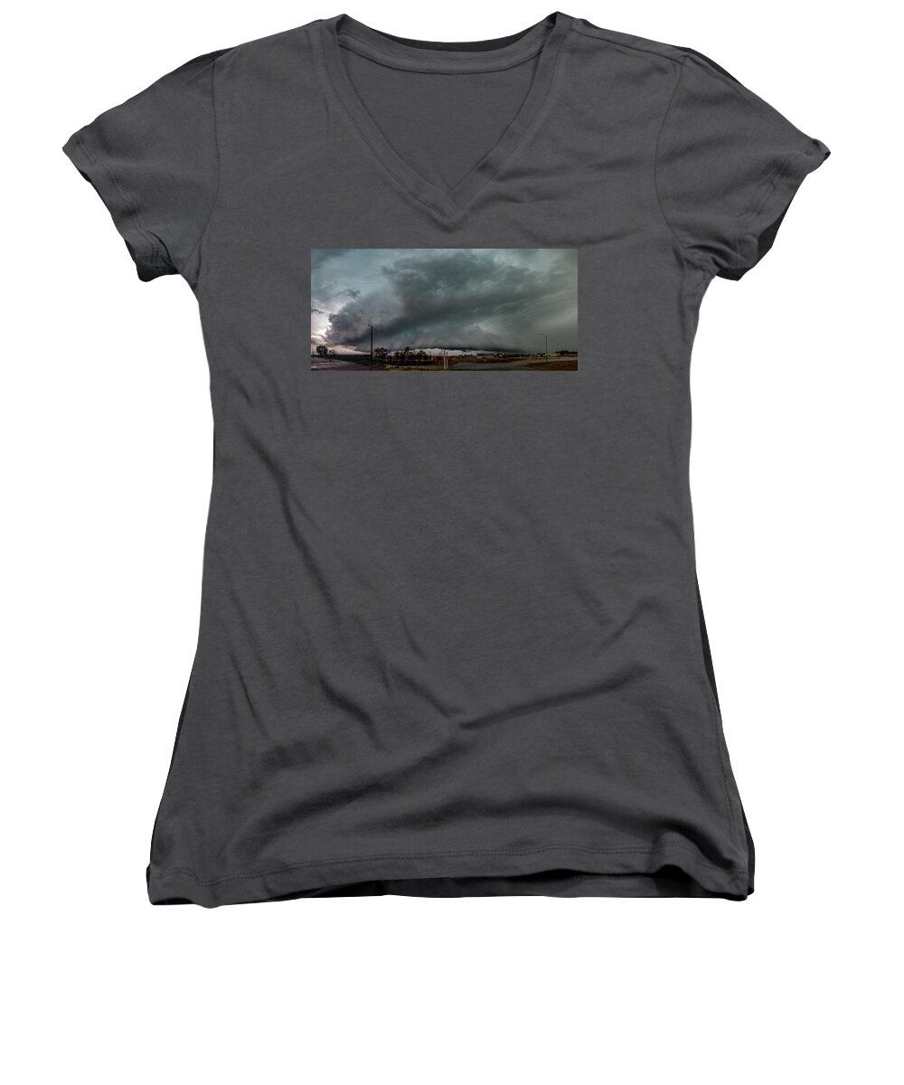 Nebraskasc Women's V-Neck featuring the photograph Last August Storm Chase 059 by Dale Kaminski