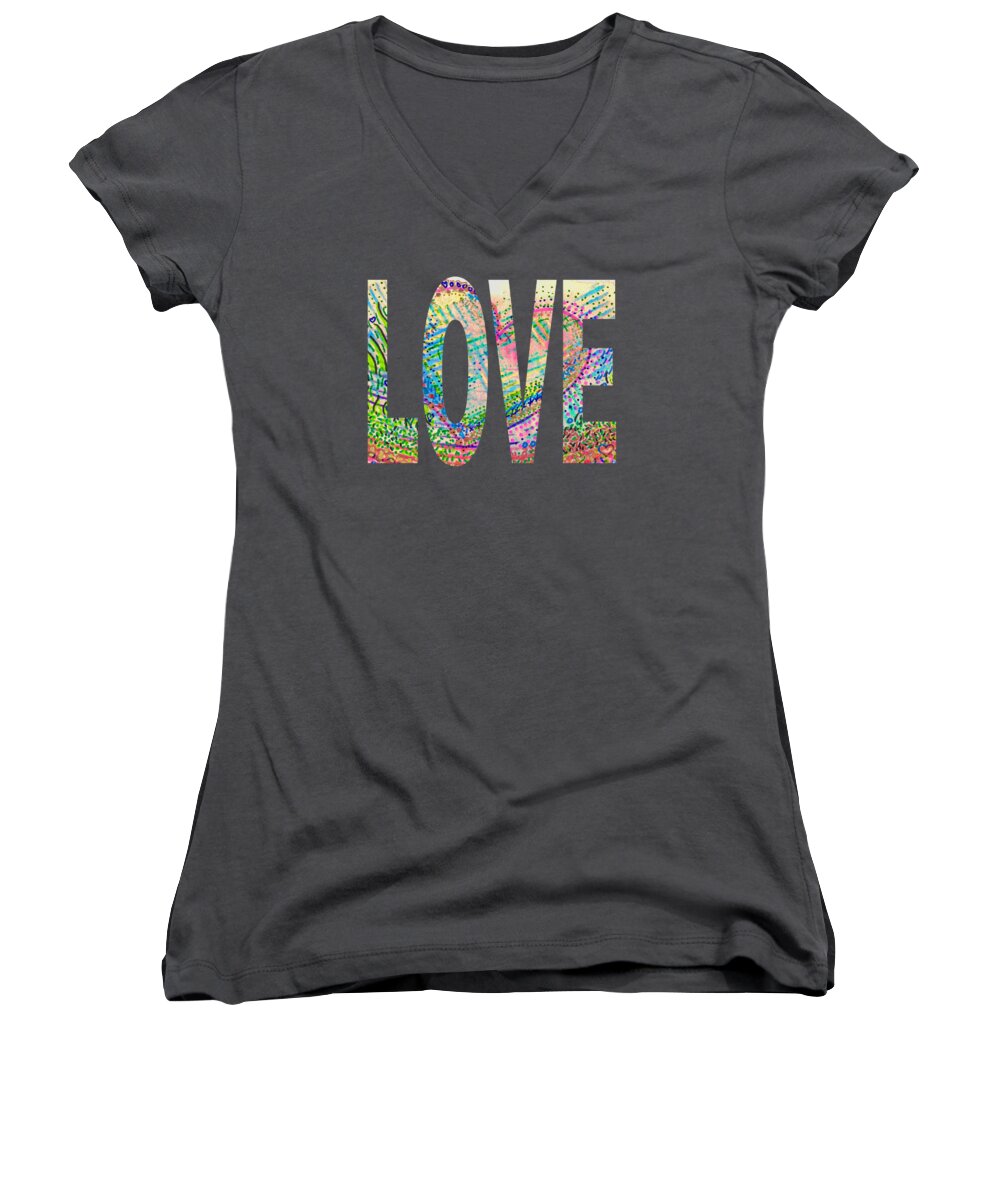 Love Women's V-Neck featuring the painting Love 1001 by Corinne Carroll