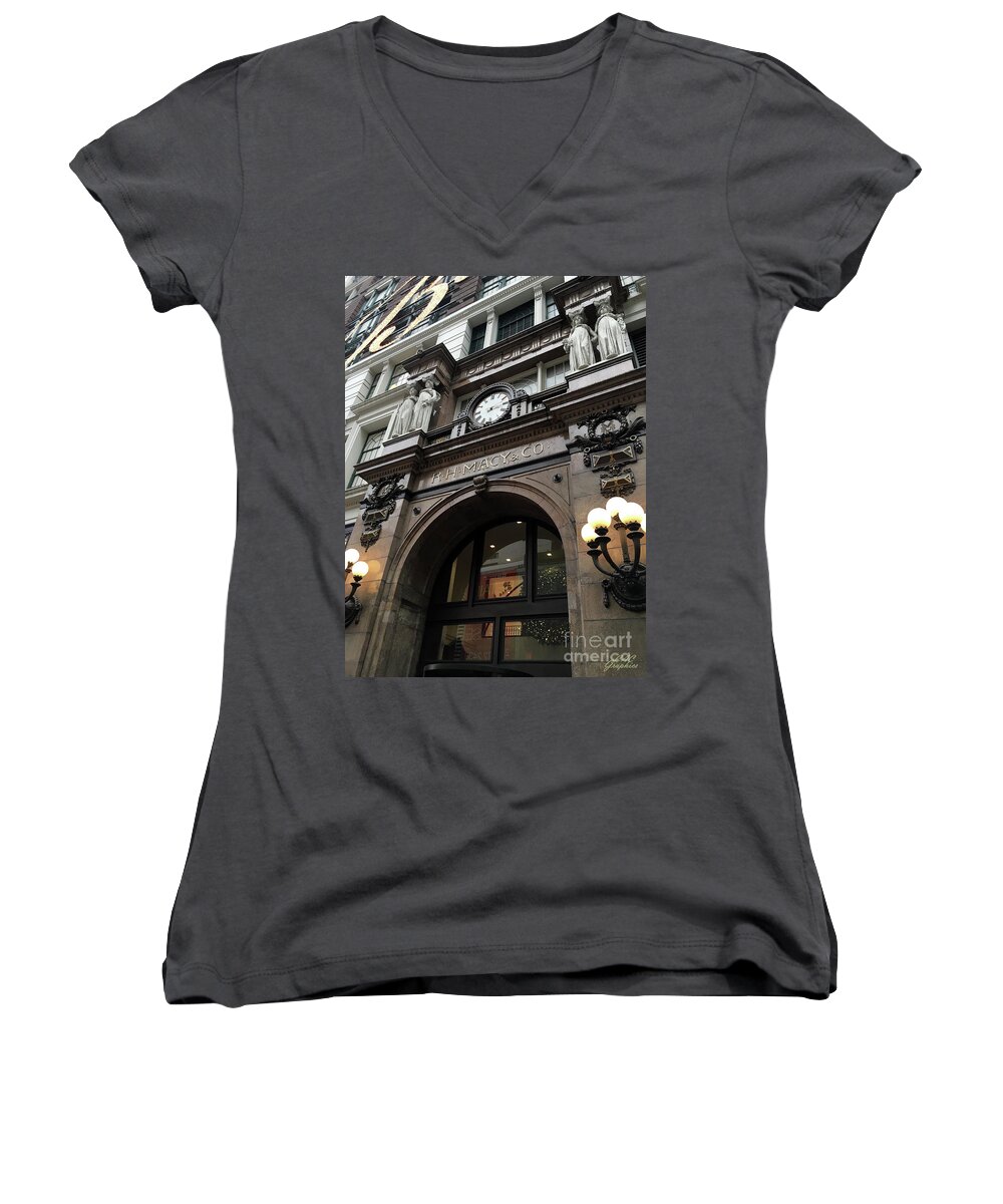 Macy's Women's V-Neck featuring the photograph Macys Herald Square NYC by CAC Graphics