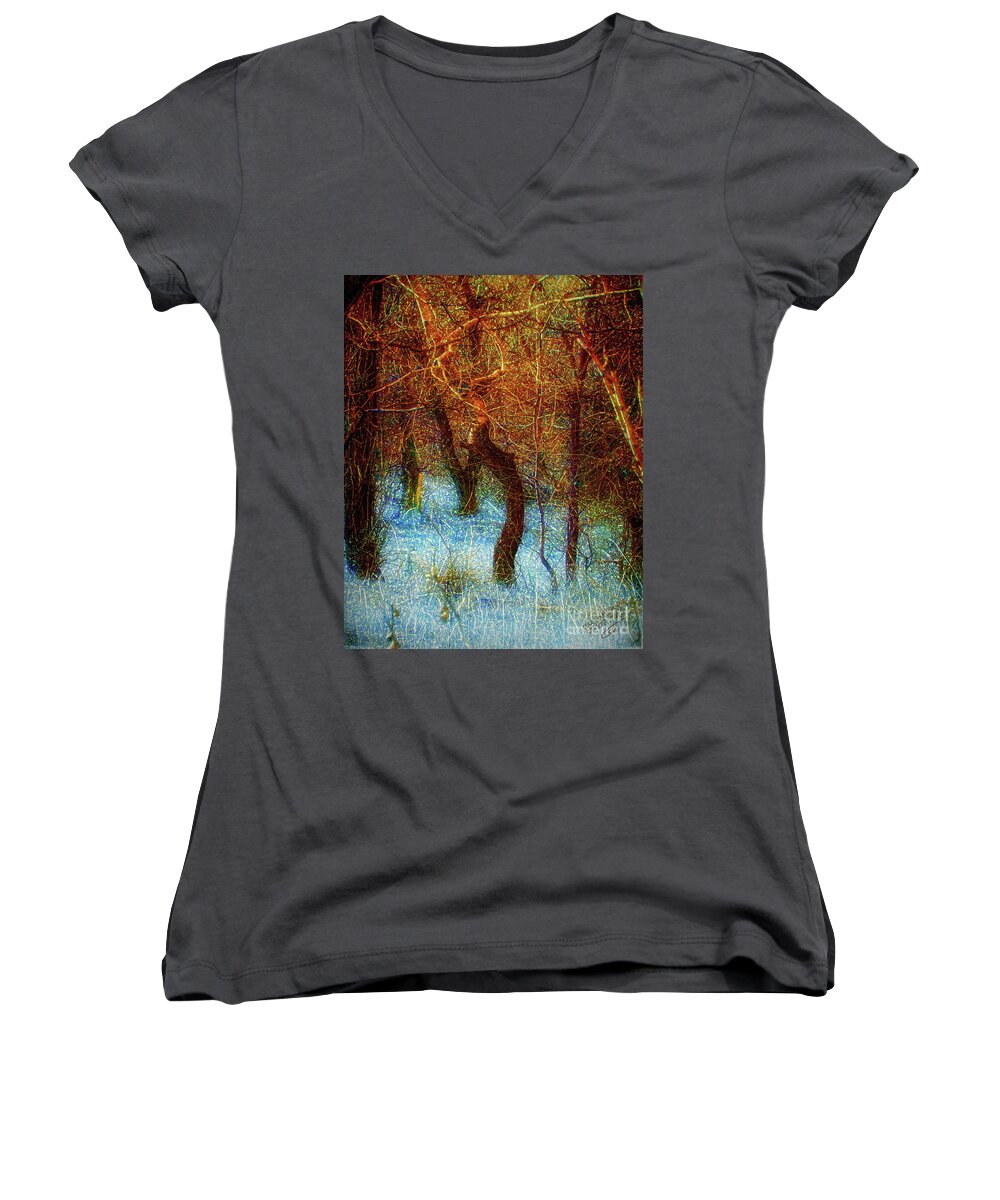 Worship Women's V-Neck featuring the photograph Morning Worship by Mimulux Patricia No