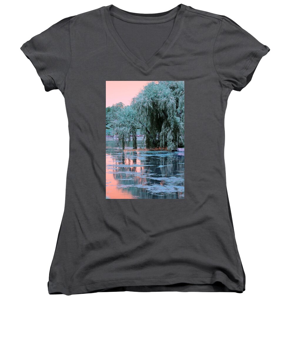 Willow Tree Women's V-Neck featuring the photograph Mother Willow Infrared by Colleen Cornelius