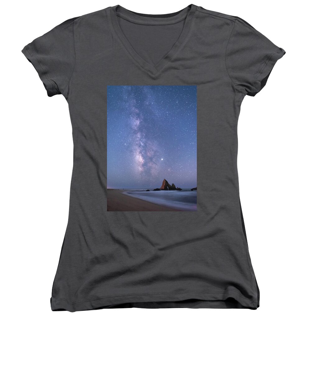 Half Moon Bay Women's V-Neck featuring the photograph Other Wordly 2 by Laura Macky