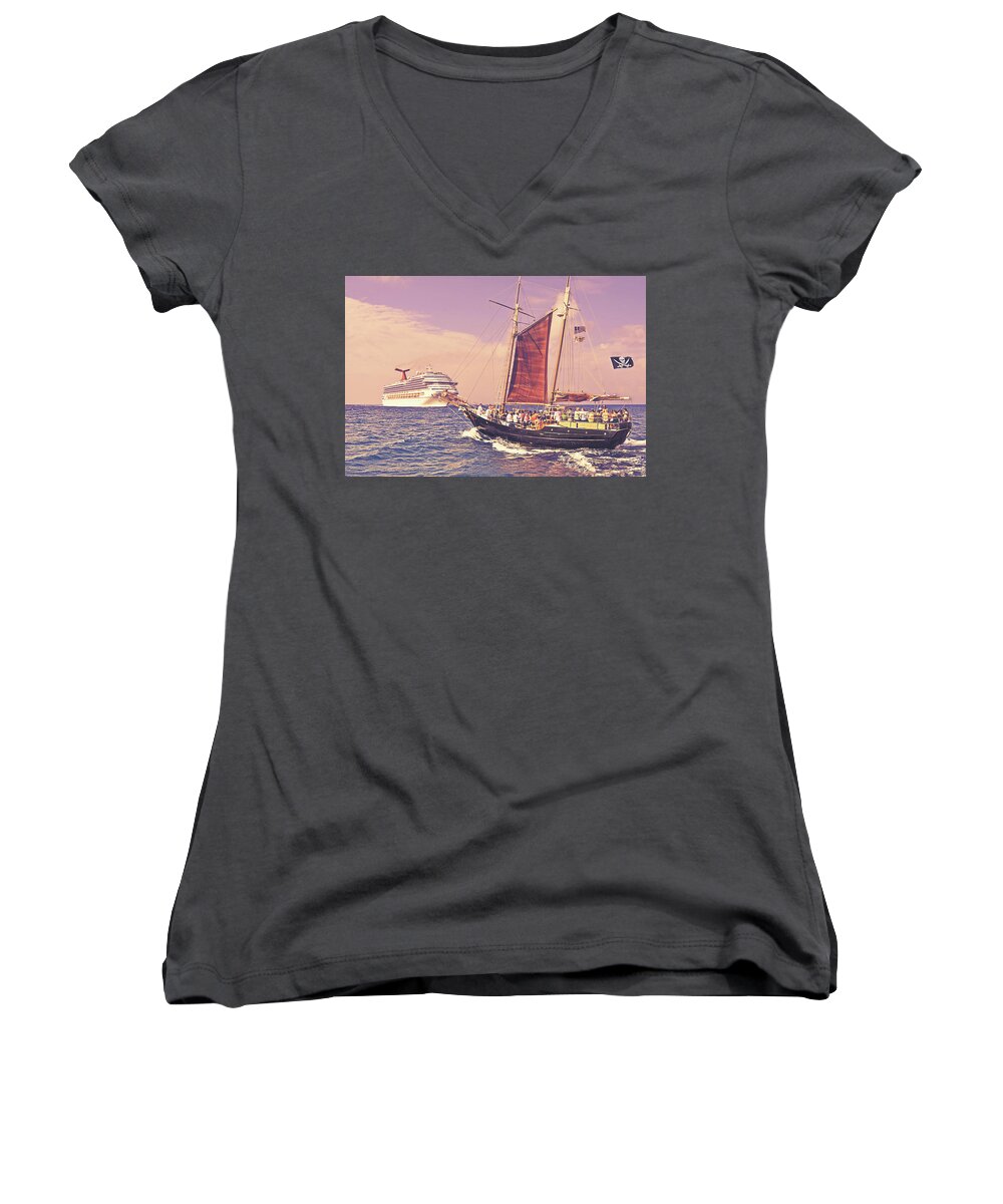 Boats Women's V-Neck featuring the photograph Outclassed by Climate Change VI - Sales