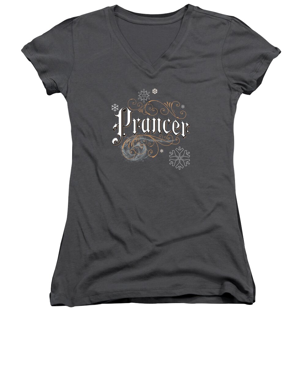 Prancer Women's V-Neck featuring the digital art Prancer by Gina Harrison