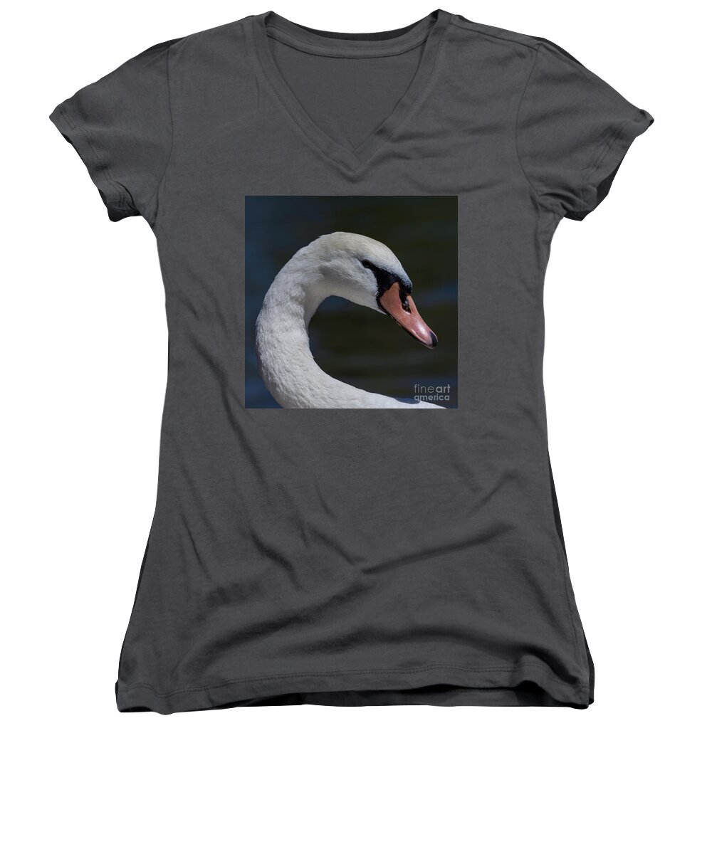 Photography Women's V-Neck featuring the photograph Pretty Swan by Alma Danison