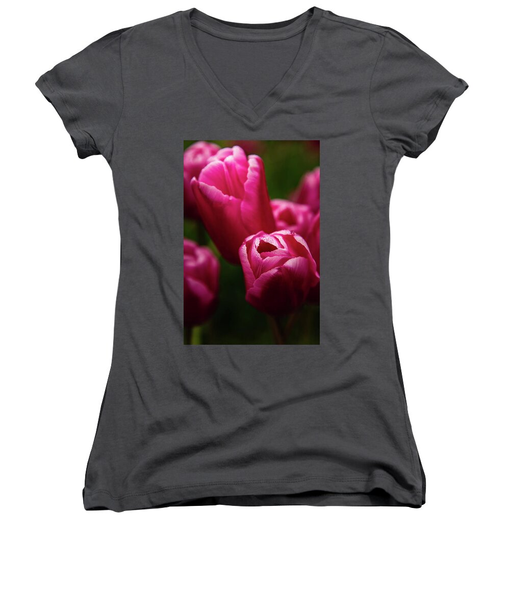 Flower Women's V-Neck featuring the photograph Red Tulip by Chris McKenna