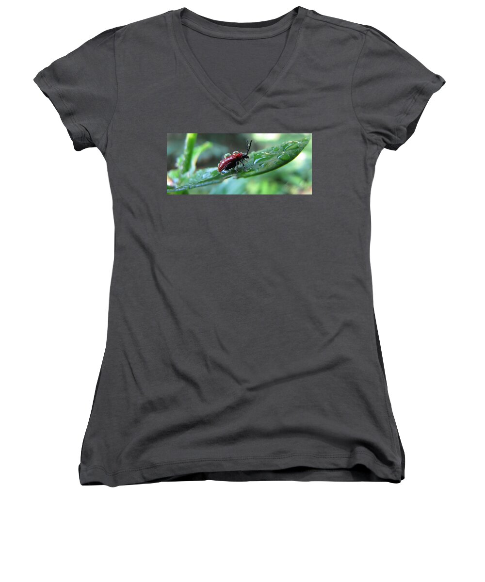 Refreshing Shower Women's V-Neck featuring the photograph Refreshing Shower_4232 by Maciek Froncisz