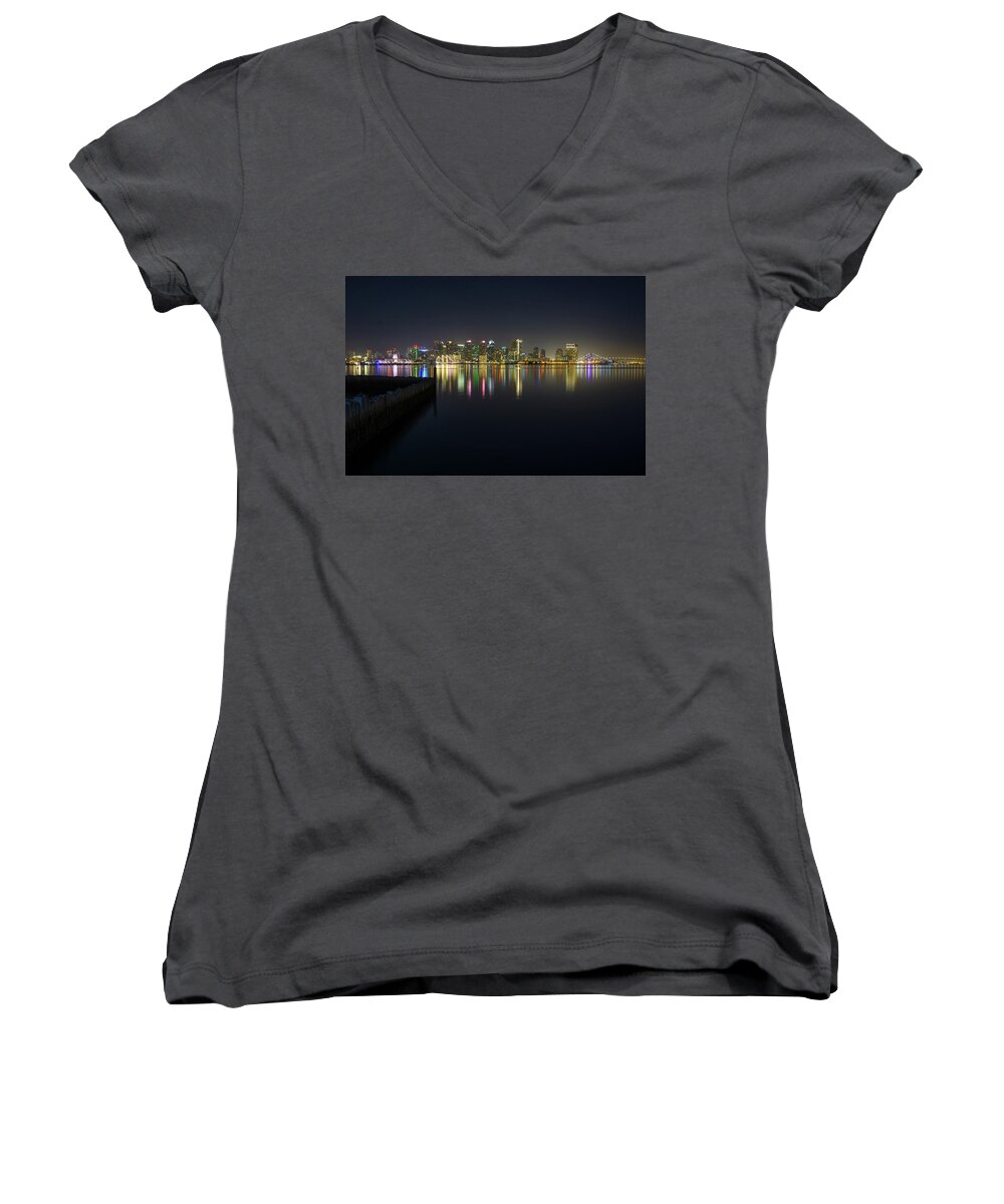 San Diego Women's V-Neck featuring the photograph San Diego from the Harbor by Richard A Brown