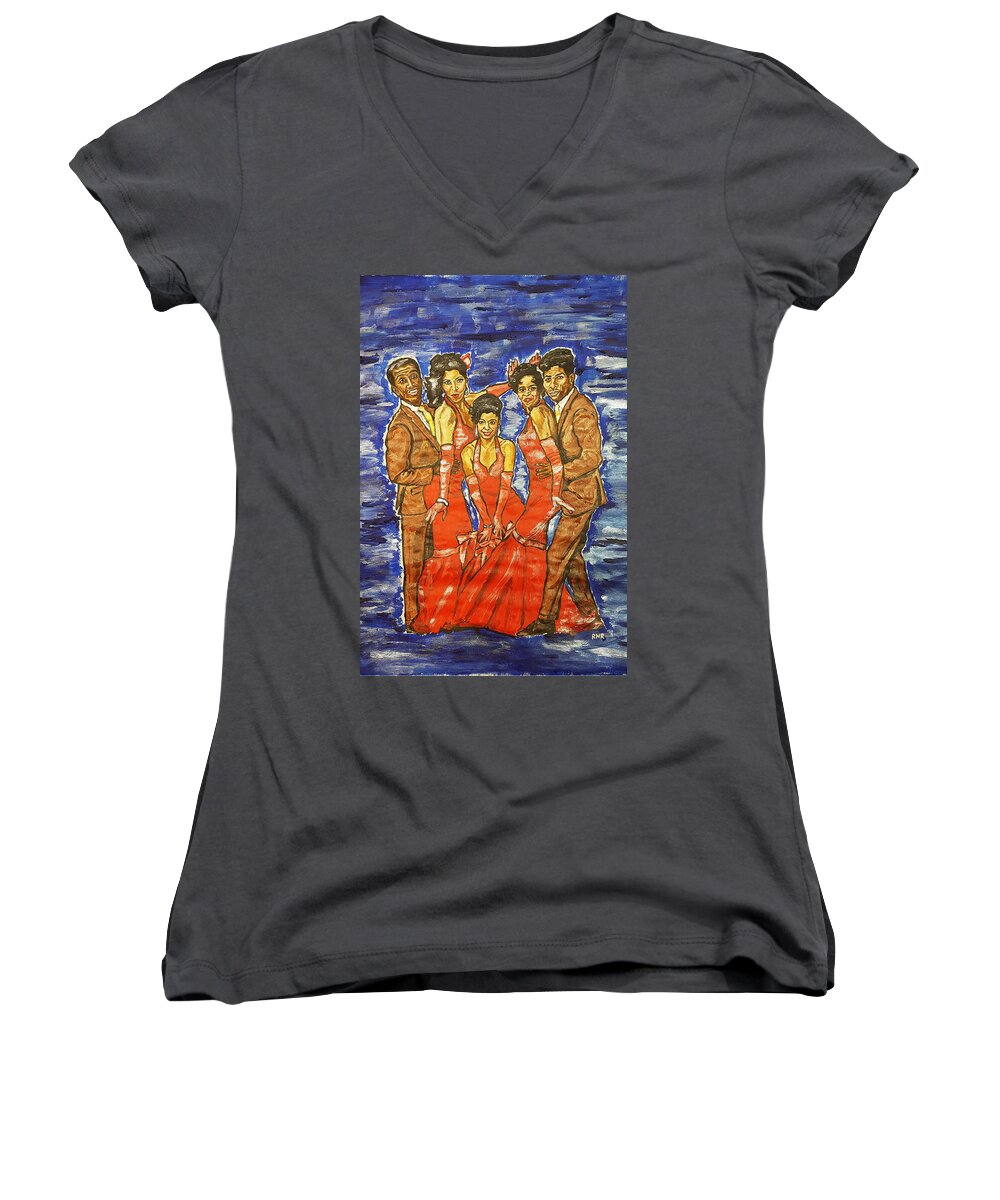 Sparkle Women's V-Neck featuring the painting Sparkle by Rachel Natalie Rawlins