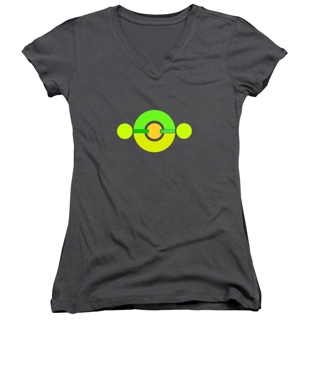 Cool Green Women's V-Neck featuring the digital art Spring Sunshine by Ubabe Style