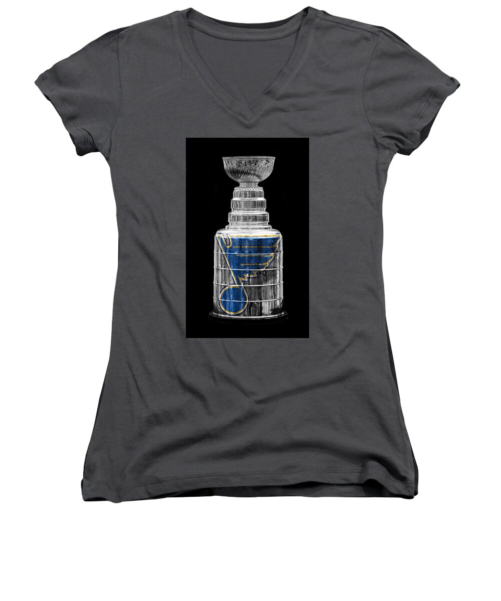 Stanley Cup Women's V-Neck featuring the photograph Stanley Cup St Louis by Andrew Fare