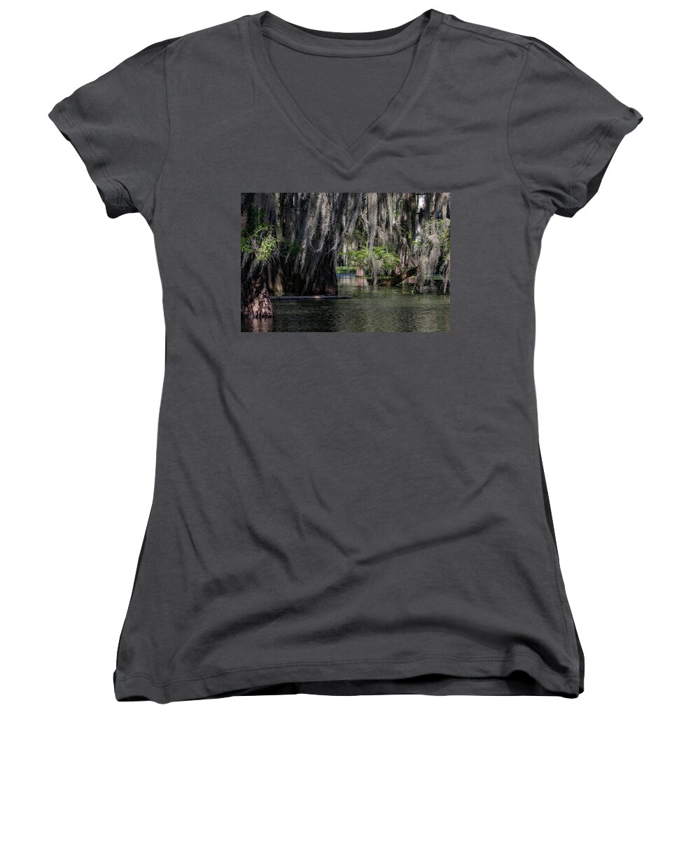 Swamp Women's V-Neck featuring the photograph Swamp Moss by JASawyer Imaging