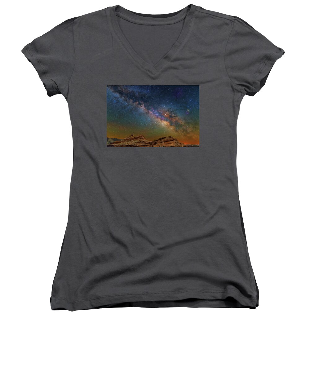 Astronomy Women's V-Neck featuring the photograph The Mexican Way by Ralf Rohner