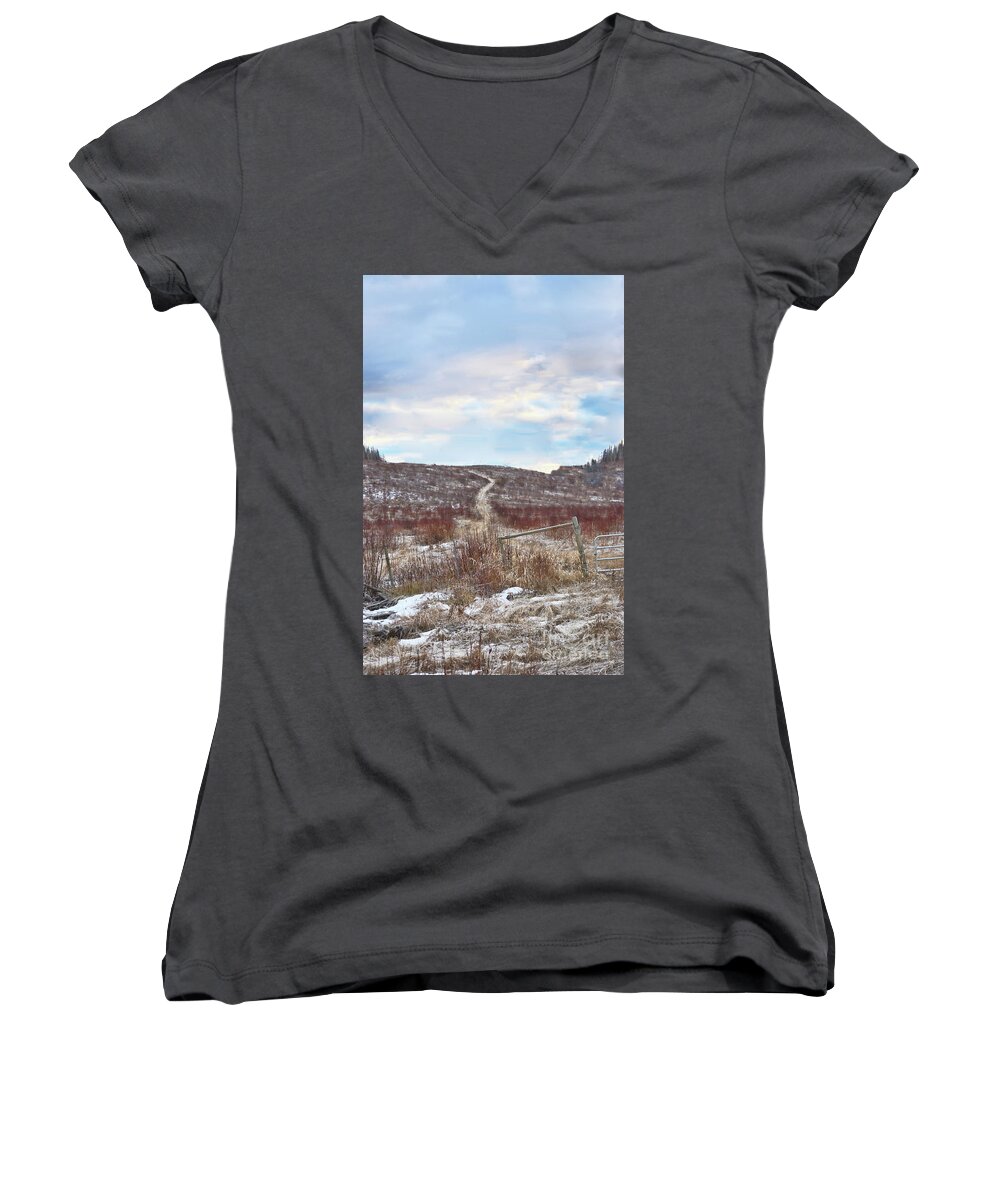 Post Women's V-Neck featuring the photograph The Wall by Vivian Martin
