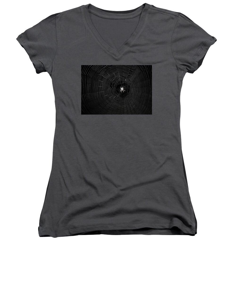 Spider Women's V-Neck featuring the photograph The Web by Jerry Connally