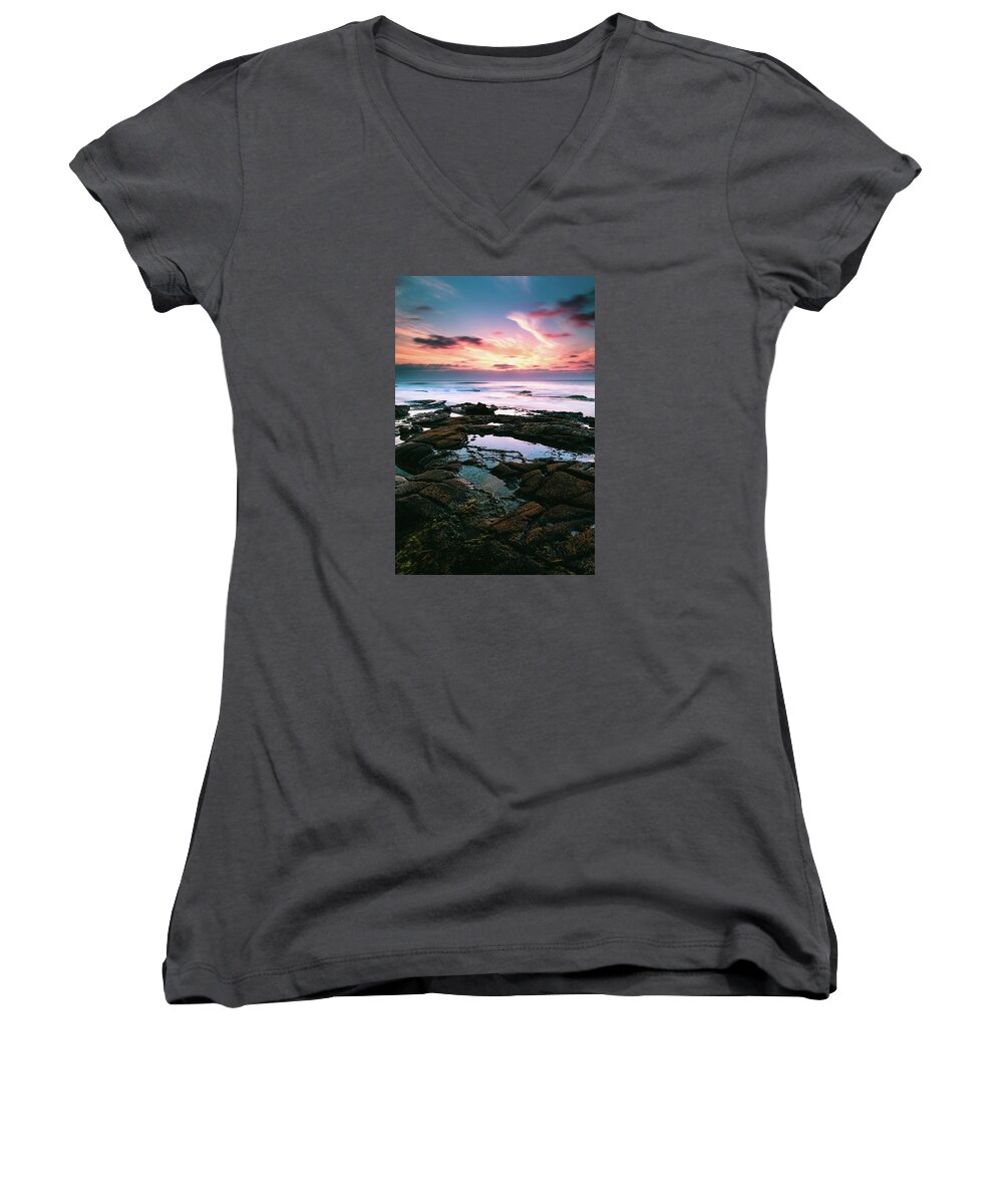 Natural Women's V-Neck featuring the photograph Tide Pools of La Jolla by Jason Roberts