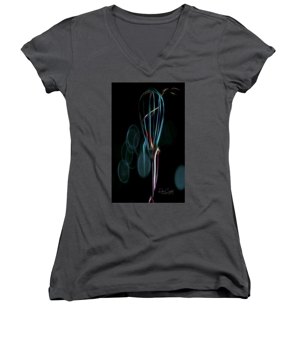 Abstract Women's V-Neck featuring the photograph Time To Whip It Up by Rene Crystal