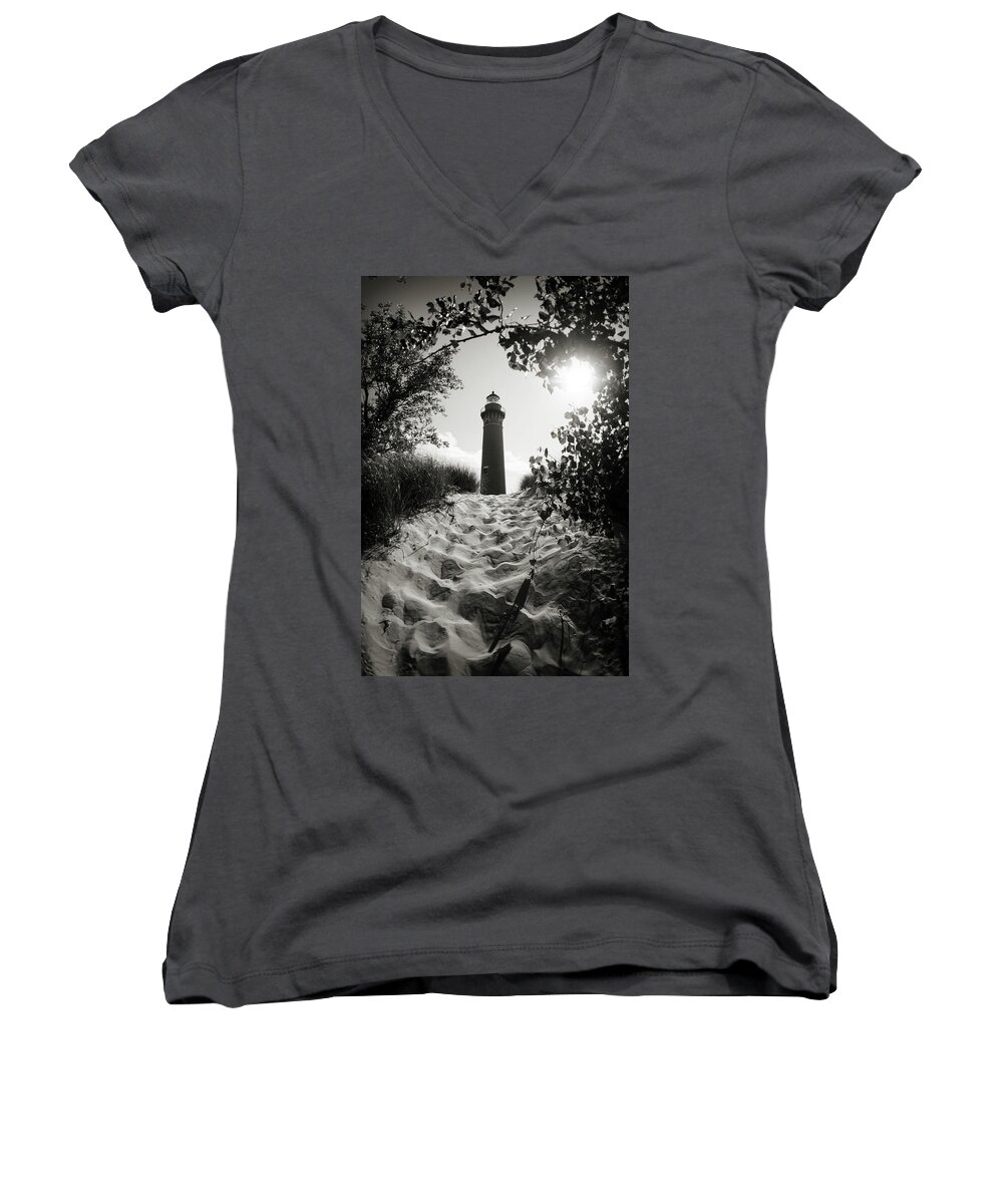 Lighthouse Women's V-Neck featuring the photograph Tower by Michelle Wermuth