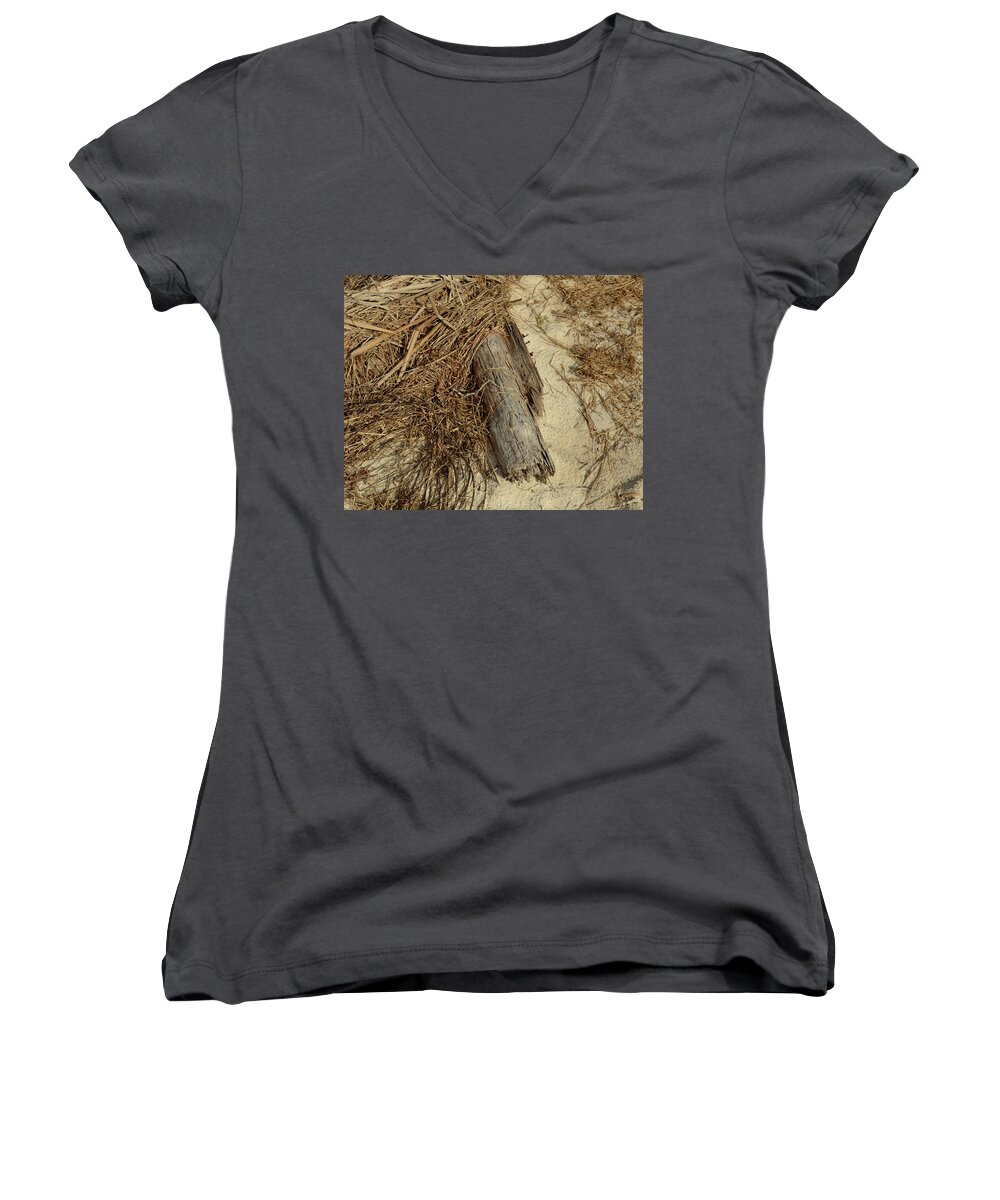 Tree Women's V-Neck featuring the photograph Tree in the Reeds by Maggy Marsh