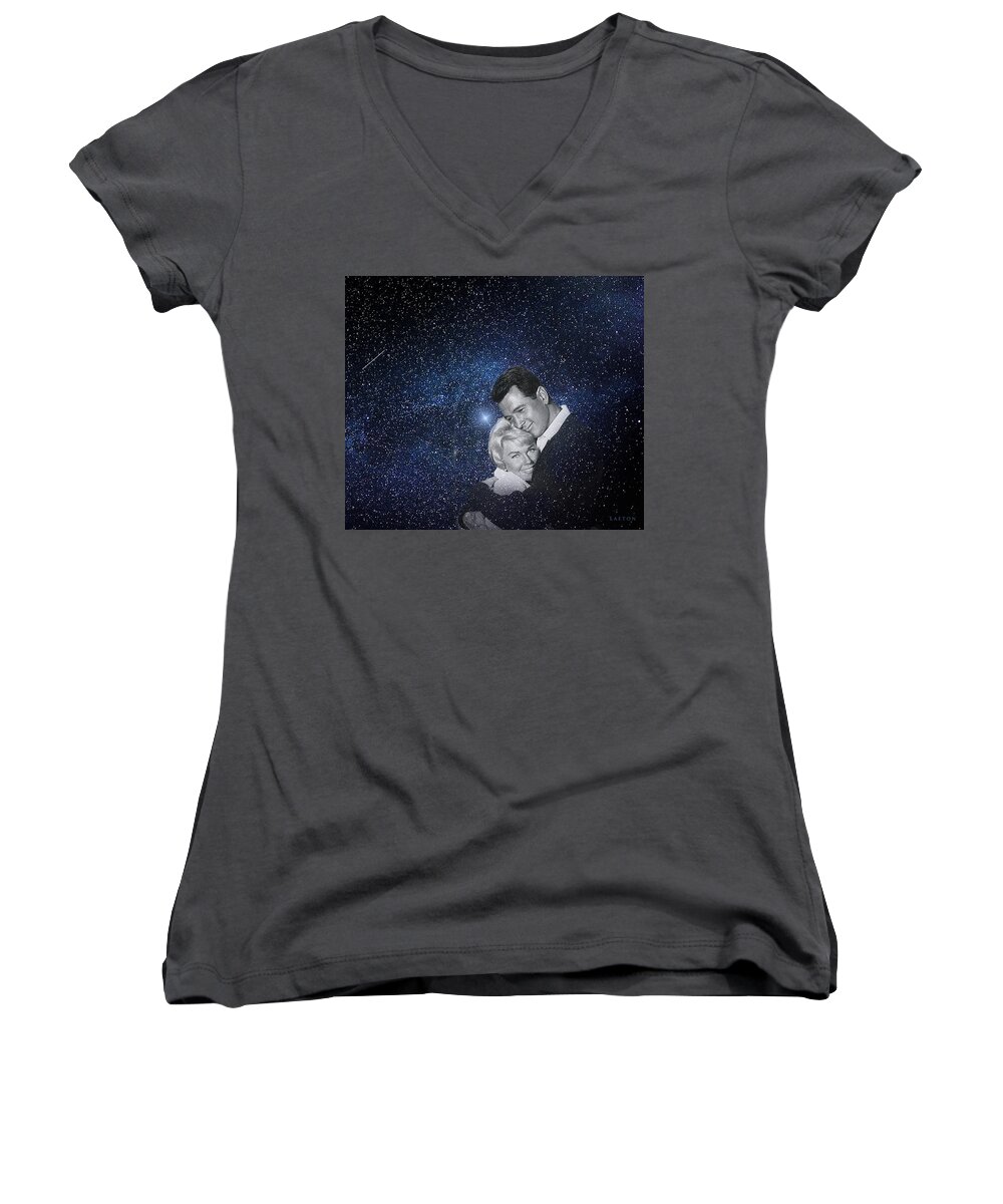 Doris Day Women's V-Neck featuring the digital art Welcome Home Eunice by Richard Laeton