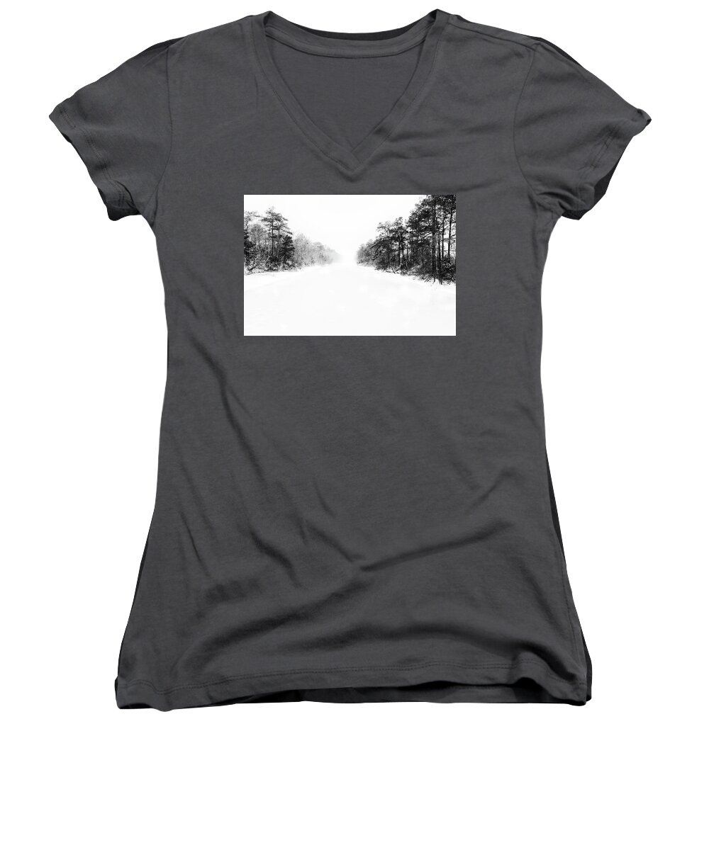 Minimalist Women's V-Neck featuring the photograph Winter Afternoon by Russell Pugh