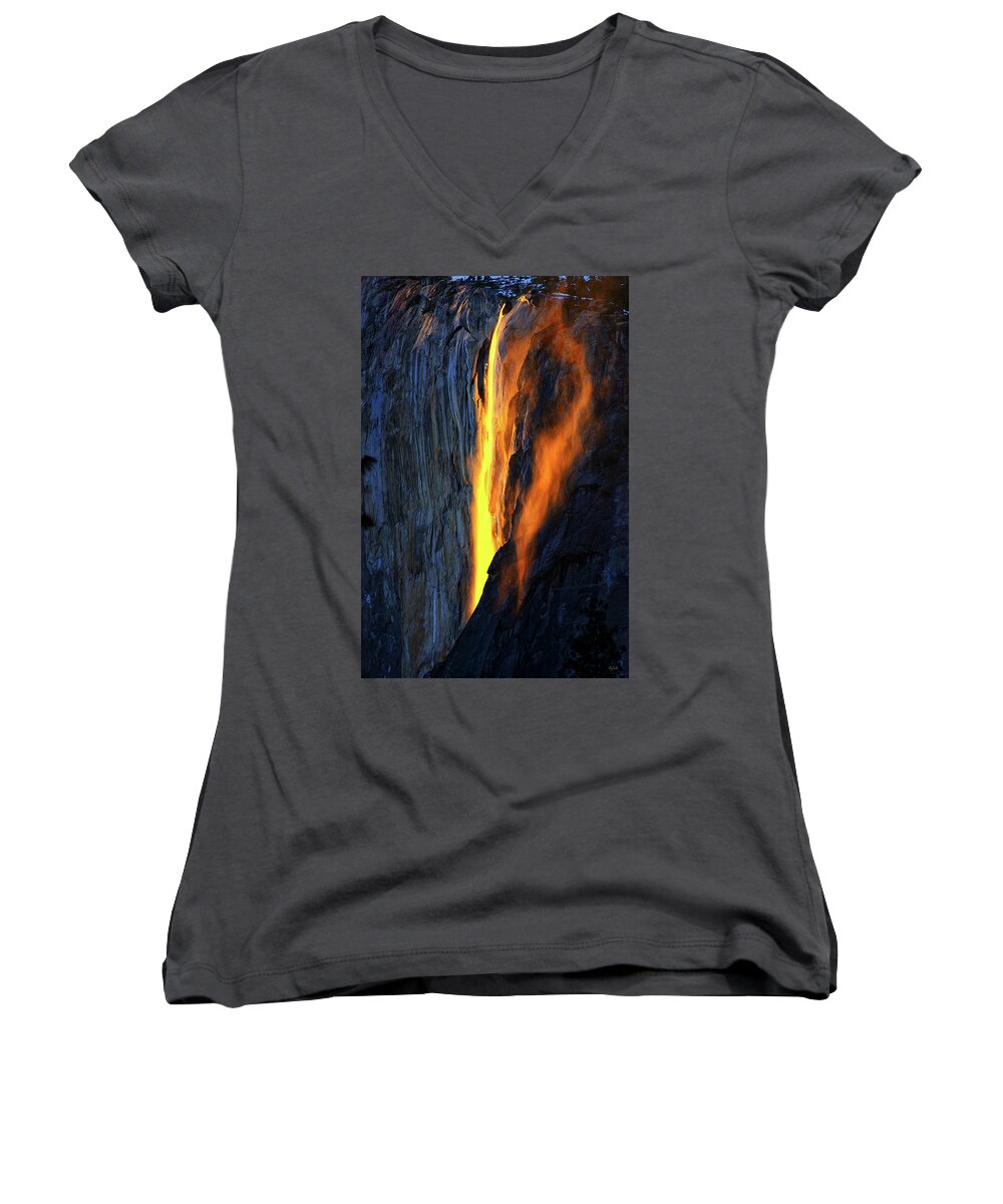 Yosemite Women's V-Neck featuring the photograph Yosemite Fire and Ice by Greg Norrell