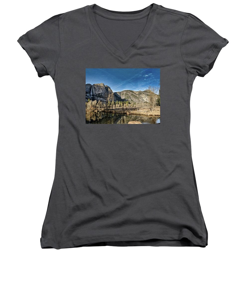Water Women's V-Neck featuring the photograph Yosemite Reflection by Portia Olaughlin