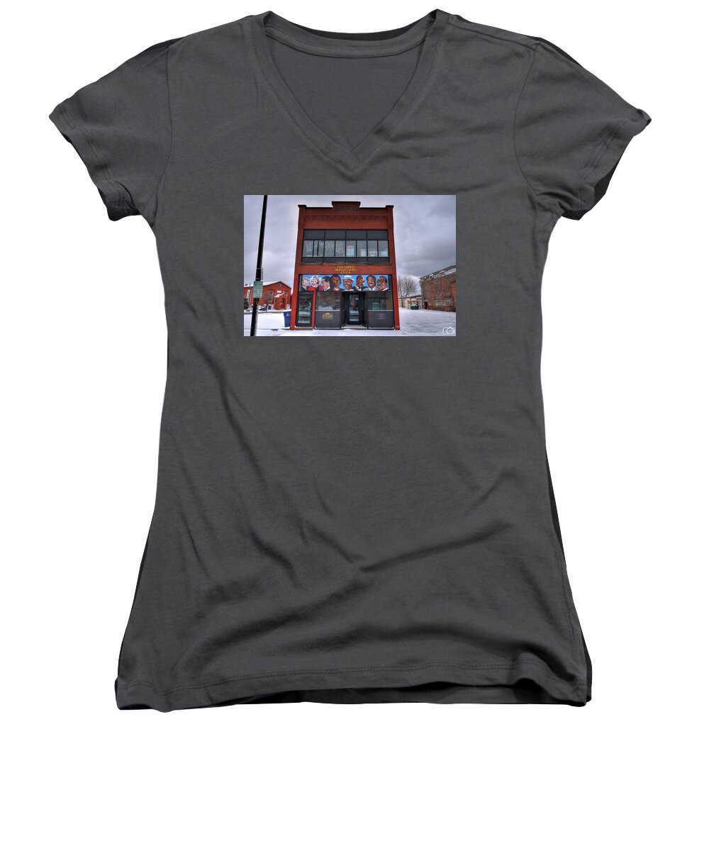 Buffalo Ny Women's V-Neck featuring the photograph 0012 Colored Musicians Club 27feb2020 by Michael Frank Jr