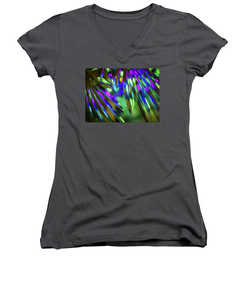Crystals Women's V-Neck featuring the photograph Crystals #1 by Silvia Marcoschamer