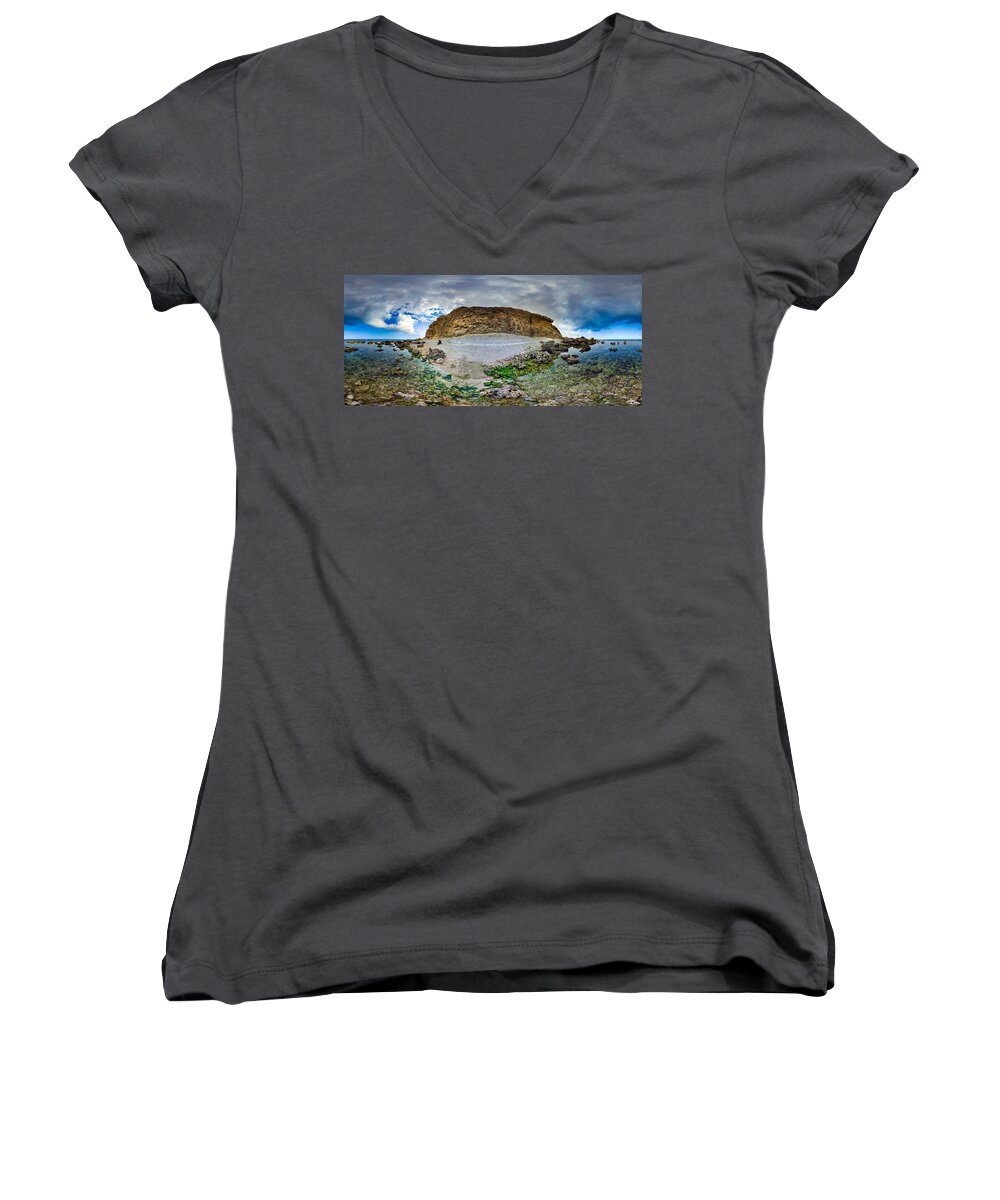  Women's V-Neck featuring the photograph Nowhere #1 by Meir Ezrachi