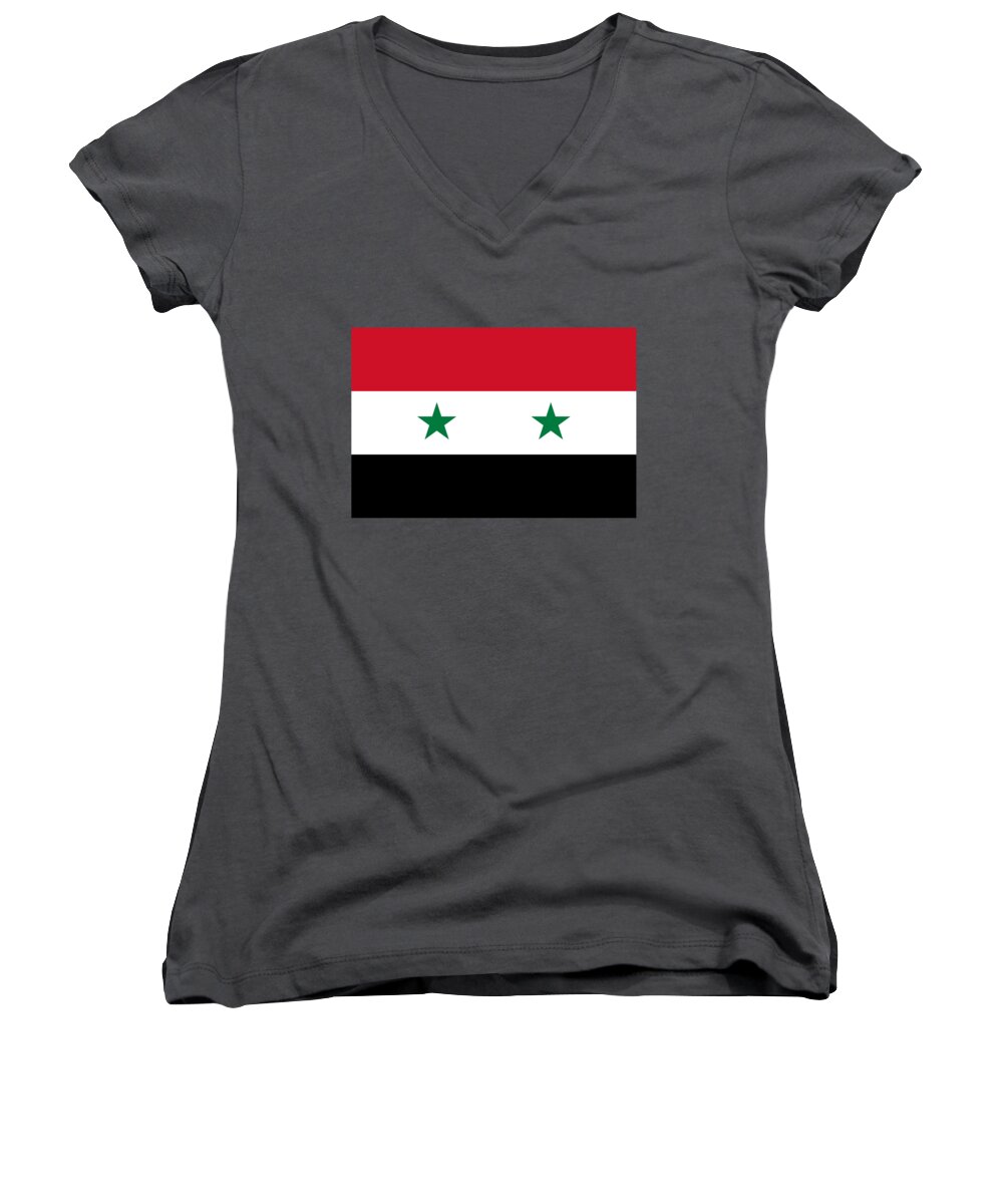 Banner Women's V-Neck featuring the digital art Syria Flag #3 by Frederick Holiday