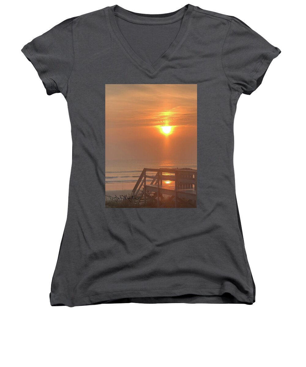 Morning Sunrise Women's V-Neck featuring the painting 3rd Day After Easter by Art Mantia
