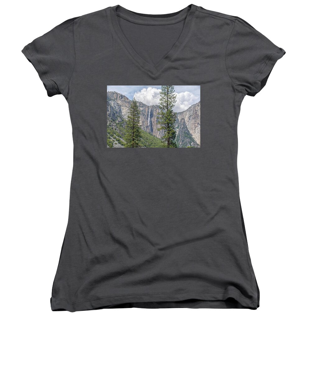 Yosemite Valley Women's V-Neck featuring the photograph A Natural Wonder Yosemite Valley by Joseph S Giacalone