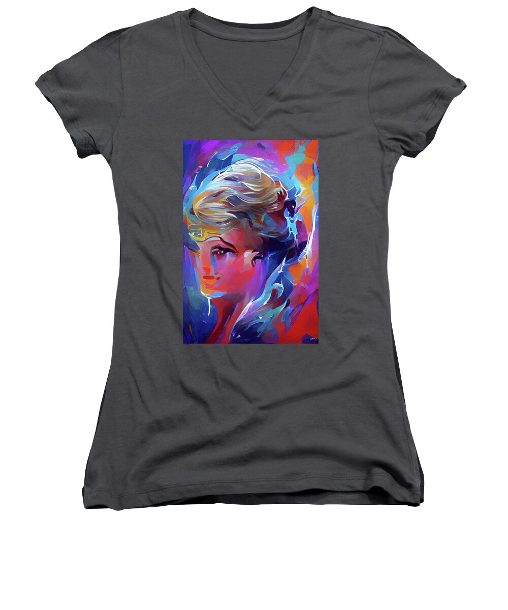 Abstract Women's V-Neck featuring the painting Abstract - DWP1980139 by Dean Wittle