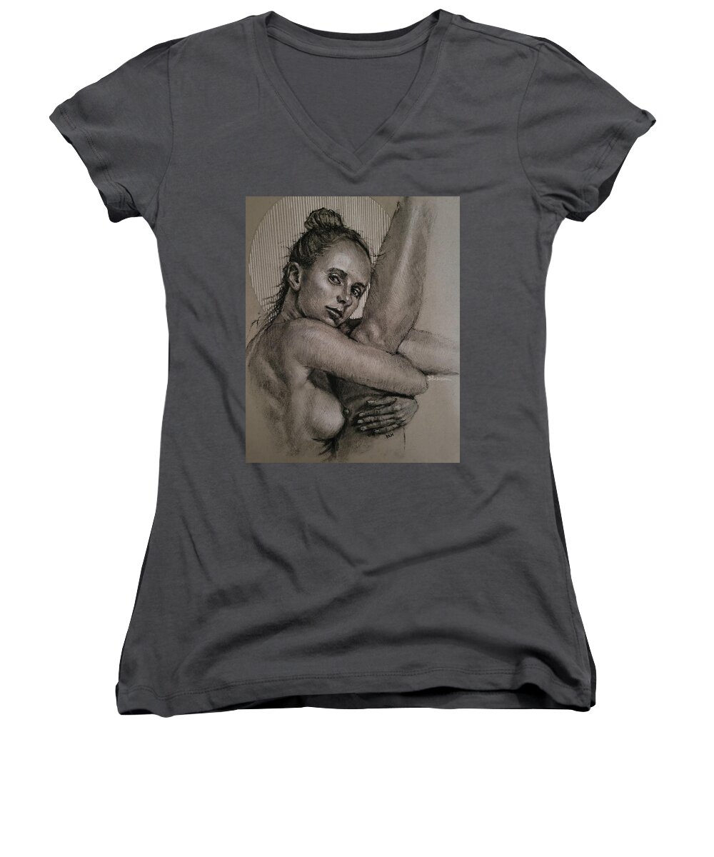 Women's V-Neck featuring the painting Amarutta by Jeff Dickson