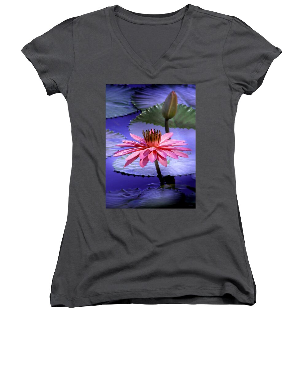 Floral Women's V-Neck featuring the photograph And the Day Came.... by Holly Kempe
