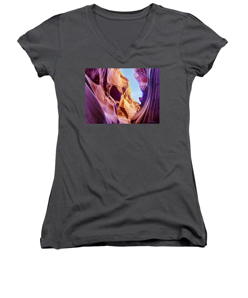 Landscape Women's V-Neck featuring the photograph Antilope Series 17 by Silvia Marcoschamer