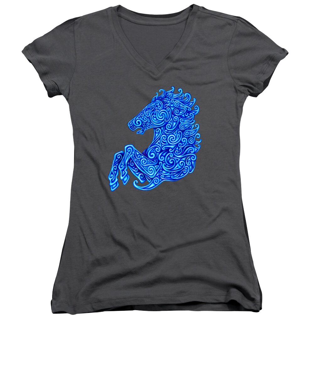 Horse Women's V-Neck featuring the painting Celtic Horse by Rebecca Wang