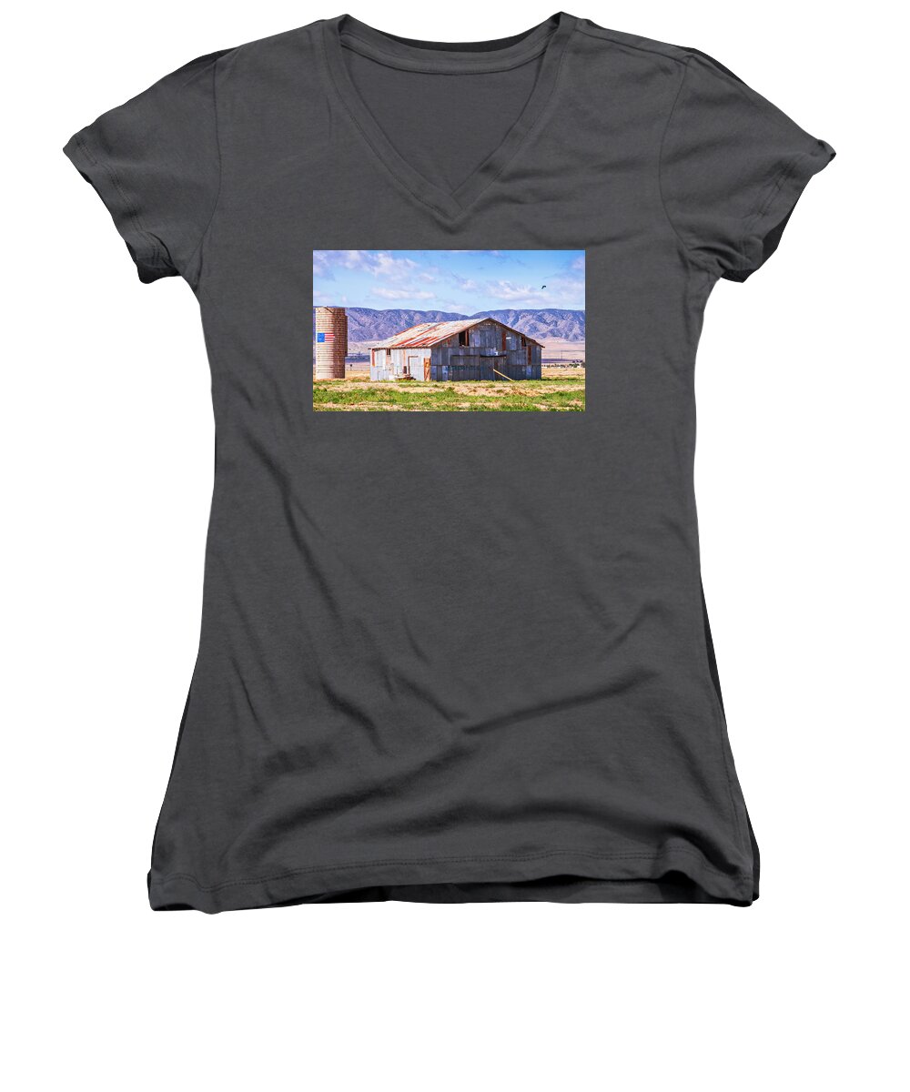 Barn Women's V-Neck featuring the photograph As The Crow Flies by Gene Parks