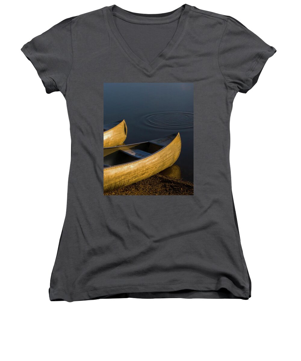 Canoe Women's V-Neck featuring the photograph At Sunrise by Dale Kincaid
