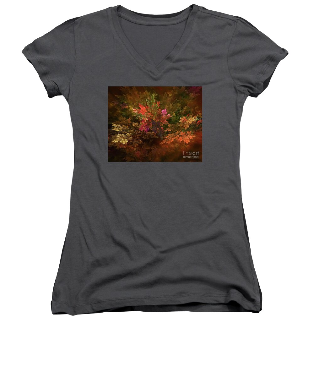 Autumn Women's V-Neck featuring the digital art Autumn Bouquet by Olga Hamilton